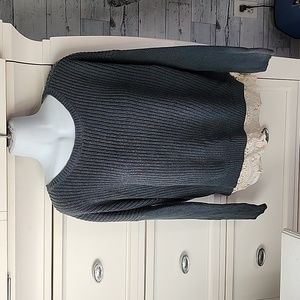 Pins and Needles Pullover Sweater with lace trim